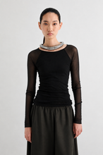 SHEER SLEEVE TOP - Black