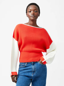 LILY COLOUR BLOCK SWEATER - Scarlet Red