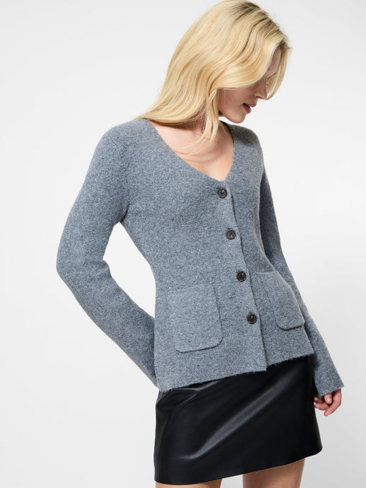 ELLIE V-NECK CARDI - Grey