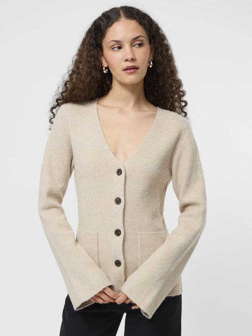 ELLIE V-NECK CARDI - Oatmeal