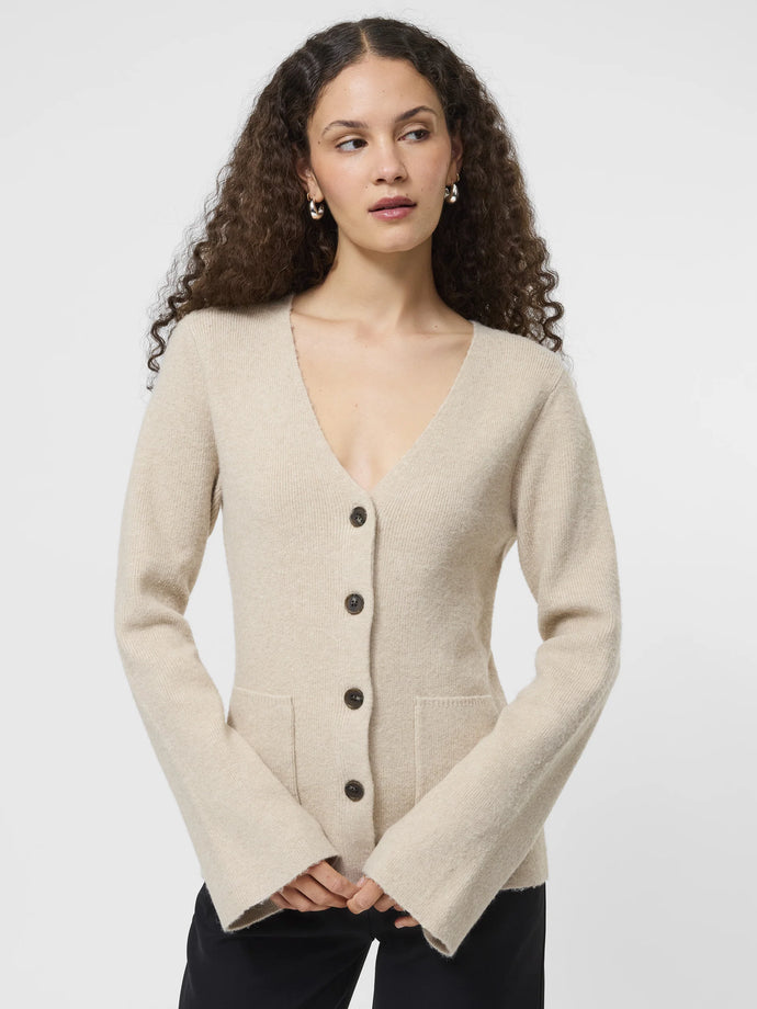 ELLIE V-NECK CARDI - Oatmeal