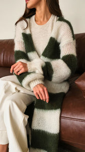 KAY CARDIGAN - Khaki Stripe