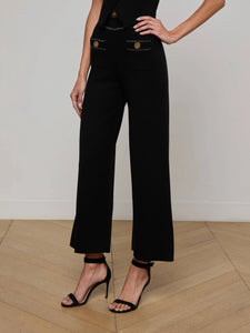 MADRID WIDE LEG KNIT PANT - Black/Gold