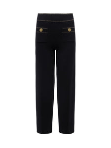 MADRID WIDE LEG KNIT PANT - Black/Gold