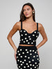 TULA KNIT BRA TOP - Black/Ecru Polka Dot