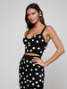 TULA KNIT BRA TOP - Black/Ecru Polka Dot