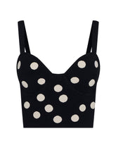 TULA KNIT BRA TOP - Black/Ecru Polka Dot