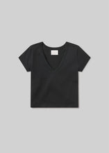 HARA V NECK TEE - Washed Black