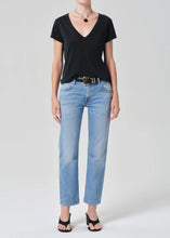 HARA V NECK TEE - Washed Black