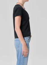 HARA V NECK TEE - Washed Black