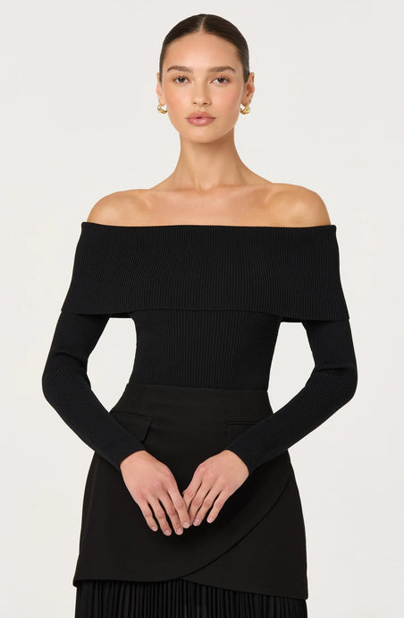 LIDIA RIBBED SWEATER - Black