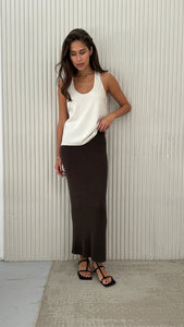 ALMA PENCIL SKIRT - Dark Espresso