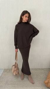 ALMA PENCIL SKIRT - Dark Espresso