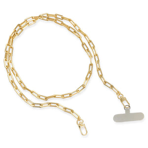 LONG PAPERCLIP PHONE CHAIN  - Gold