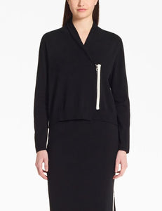 ZIPPERED CARDIGAN - Black