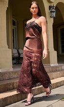 PERRINE LACE SATIN SKIRT - Espresso