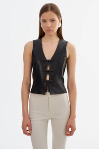 BASTINA LEATHER TOP - Black
