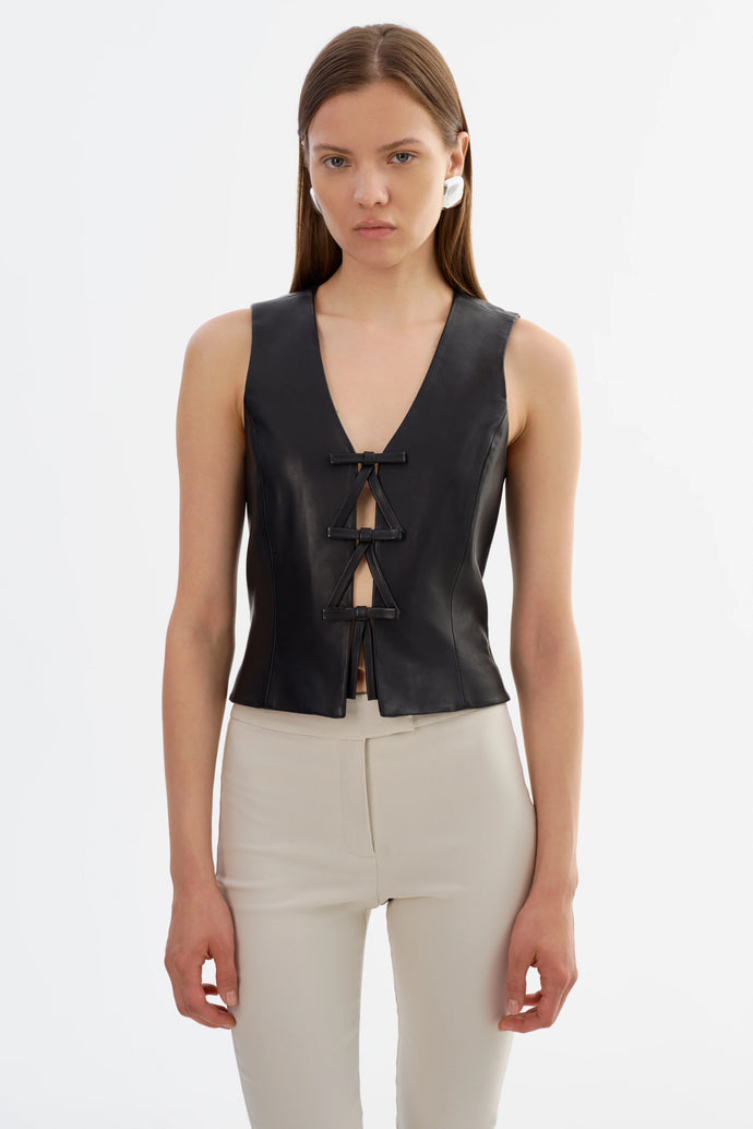 BASTINA LEATHER TOP - Black