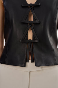 BASTINA LEATHER TOP - Black