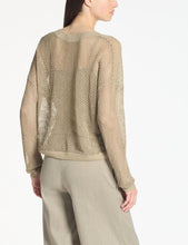 CROCHET NECK SWEATER - Taupe