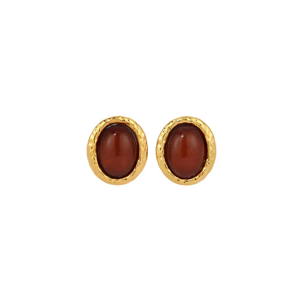 BEVERLY EARRINGS -Brown Clip On