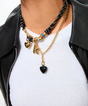 MINI PUFFY HEART CHARM NECKLACE - Black