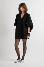 BALLOON SLEEVE MINI DRESS - Black