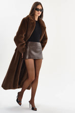 DARELLE FAUX FUR MAXI COAT - Walnut