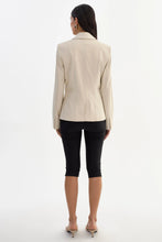 DAVIE FAUX LEATHER BLAZER - Bone