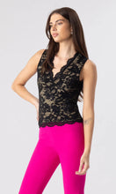 LELIA STRETCH LACE TOP - Black/Beige