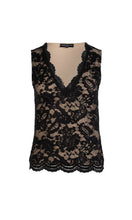 LELIA STRETCH LACE TOP - Black/Beige