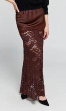 PERRINE LACE SATIN SKIRT - Espresso