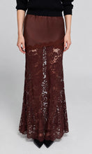 PERRINE LACE SATIN SKIRT - Espresso