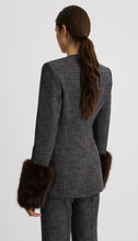 COLLARLESS BLAZER DETACHABLE CUFFS - Pepper Tweed