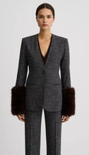 COLLARLESS BLAZER DETACHABLE CUFFS - Pepper Tweed