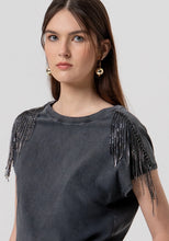 CHAIN DETAIL TEE - Faded Black