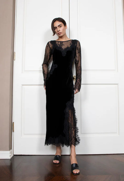 VELVET HARPER DRESS - Black