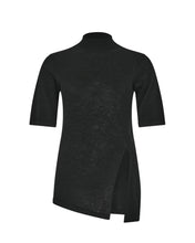 ASYMMETRIC HIGH NECK TOP - Black