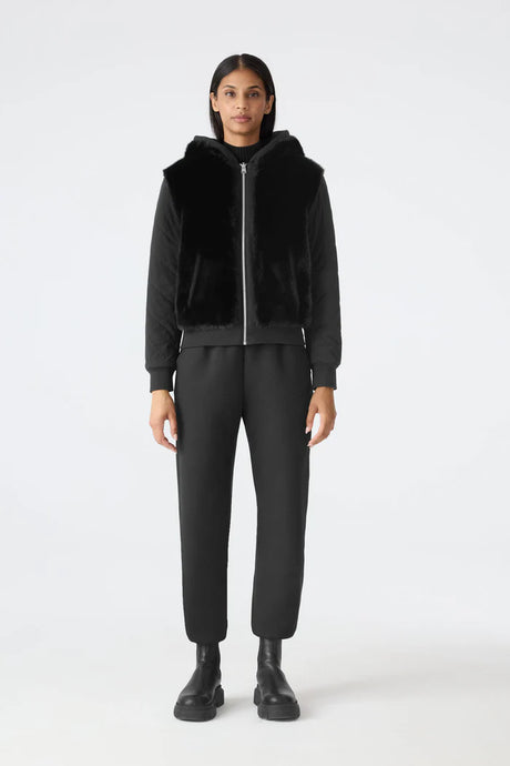 GWENDAL - Reversible Faux Fur Hoodie  Black