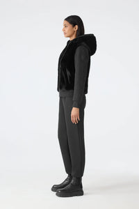 GWENDAL - Reversible Faux Fur Hoodie  Black