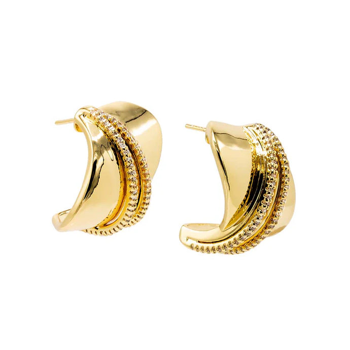 PAVE DOUBLE STRAND STUD - Gold