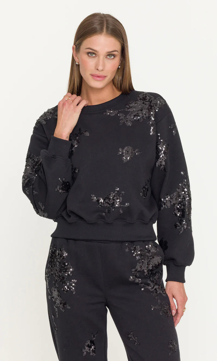 CARA SEQUIN SWEATSHIRT - Black