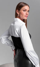 FRANNY POPLIN COMBO TOP - Black