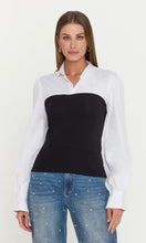 FRANNY POPLIN COMBO TOP - Black