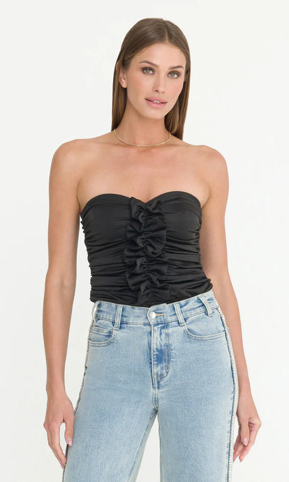 PHOEBE RUFFLE BODYSUIT - Black
