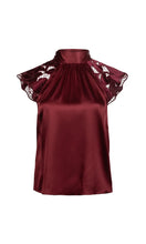 RACHEL VELVET LACE BLOUSE - Crimson