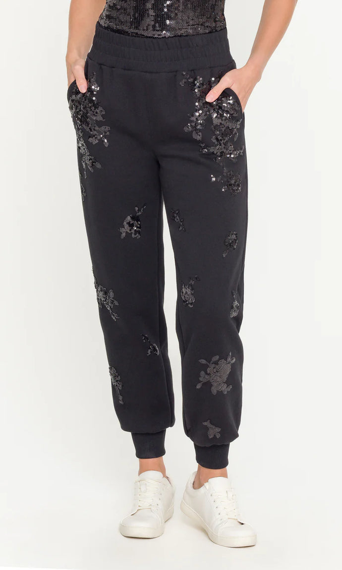 SUKI SEQUIN SWEATPANT - Black