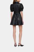 NELLY MINI SHIRT DRESS - Black Faux Leather