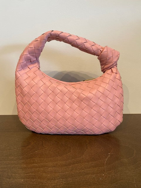SMALL WOVEN KNOTTED BAG - Soft Pink