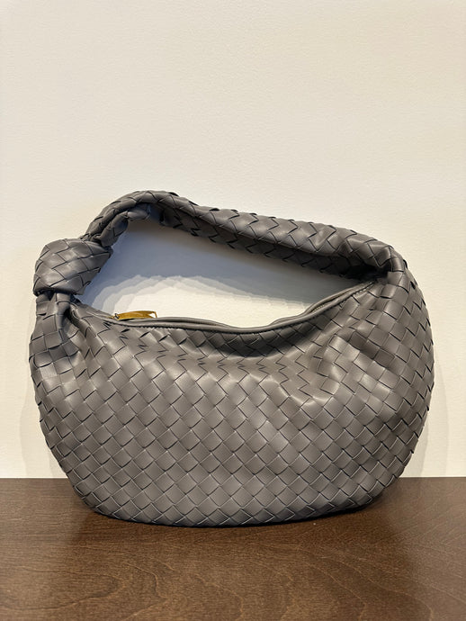 WOVEN KNOTTED BAG - Grey